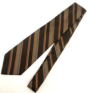Vintage Givenchy Monsieur Men's Brown Diagonal Stripe Silk Necktie